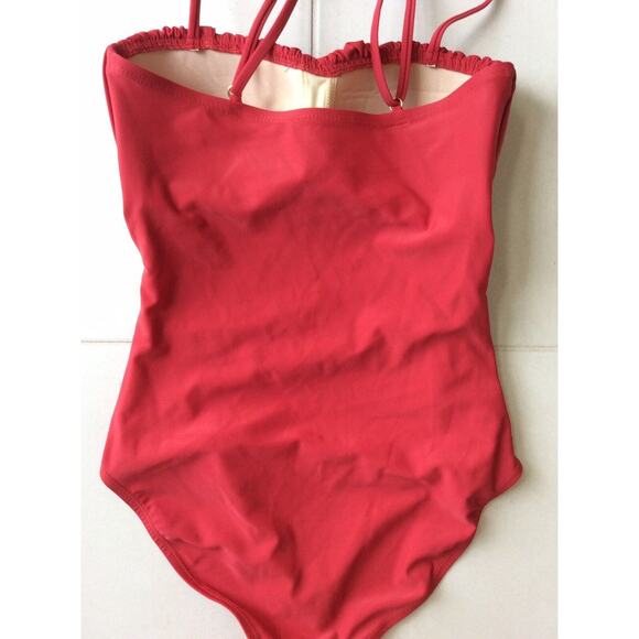 No Brand Swim One Piece Swimsuit Pleated Ruched Swimwear Rust - Picture 7 of 8